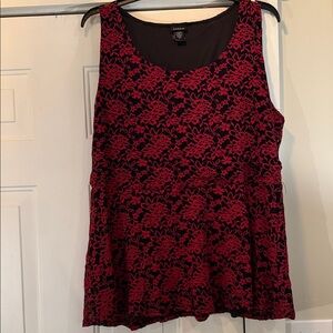 Torrid Red and Black Lace Blouse
